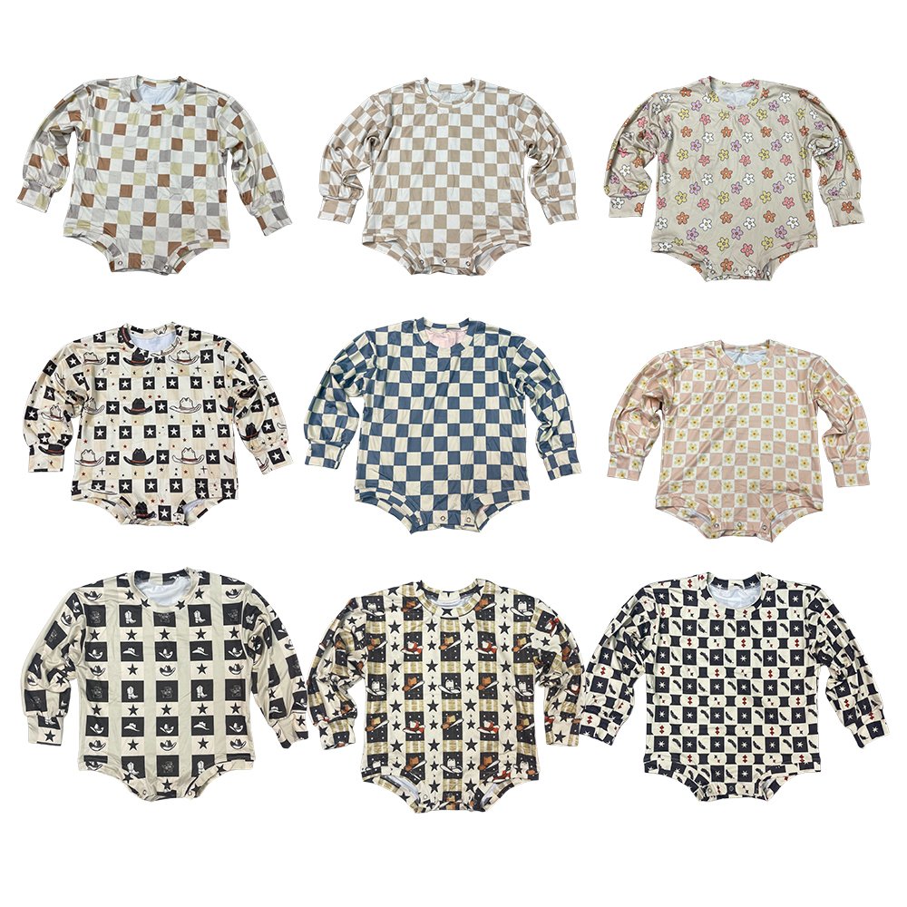 Yiwu Ruidian Wholesale Digital Printed Pattern Toddler Long-Sleeved Button-Down Jumpsuit Stylish Baby Rompers