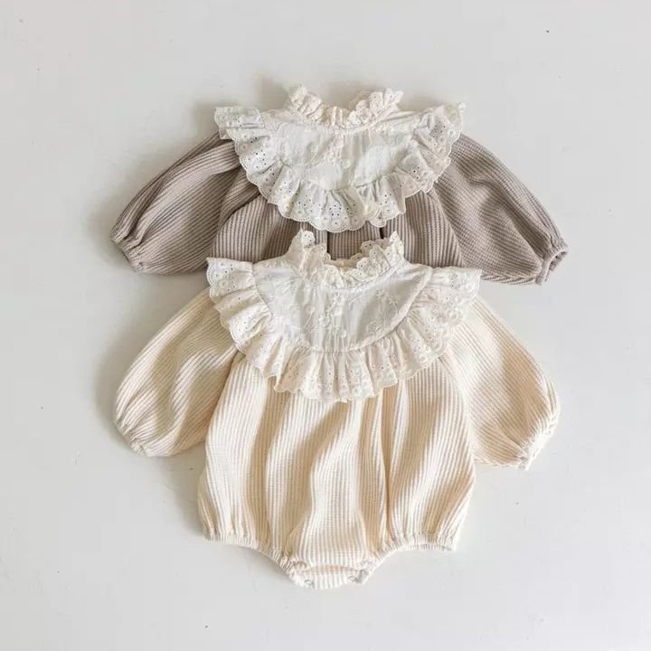 Autumn Newborn Clothes Infant Long Sleeve Lace Collar Romper Baby Girls Corduroy Clothes Romper