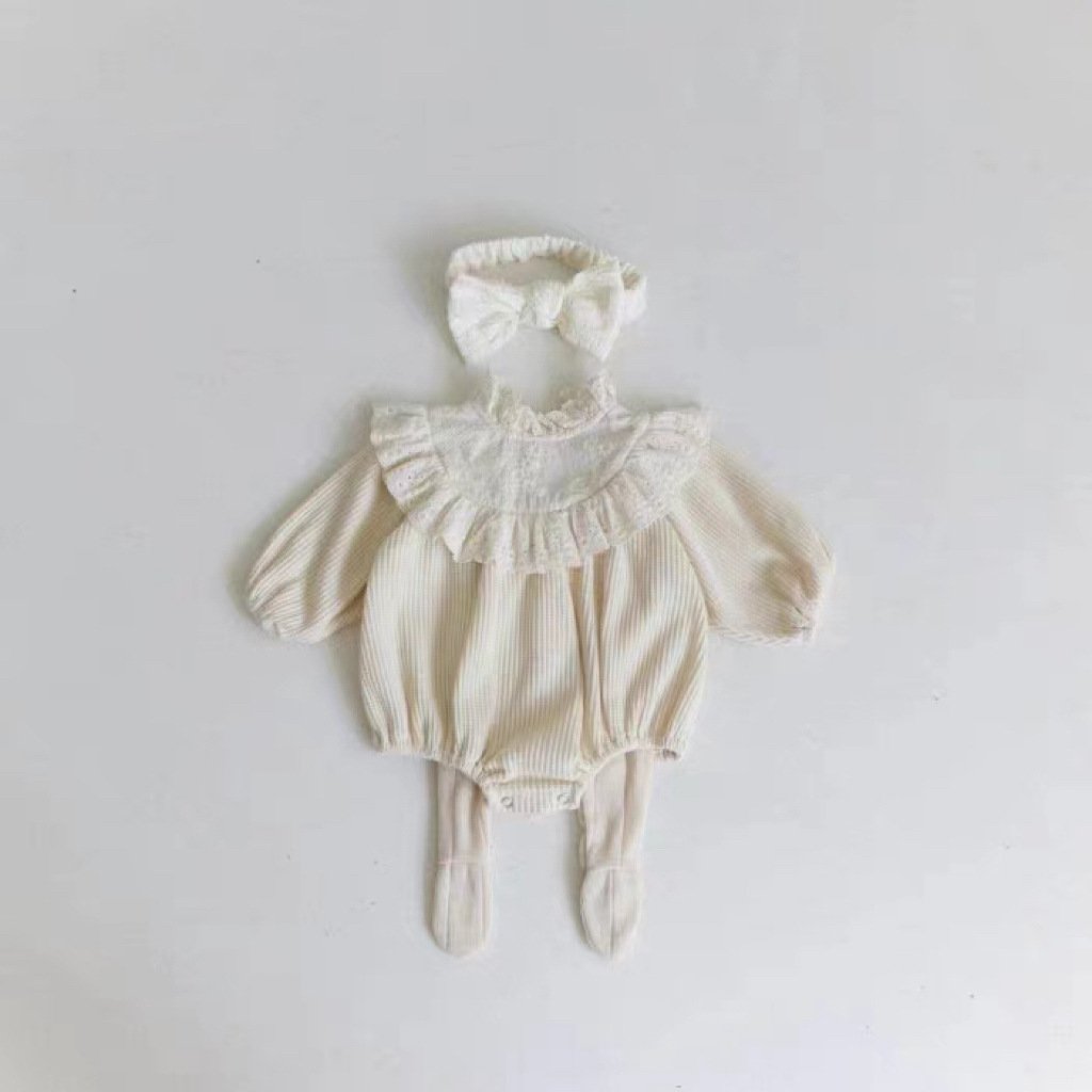 Autumn Newborn Clothes Infant Long Sleeve Lace Collar Romper Baby Girls Corduroy Clothes Romper