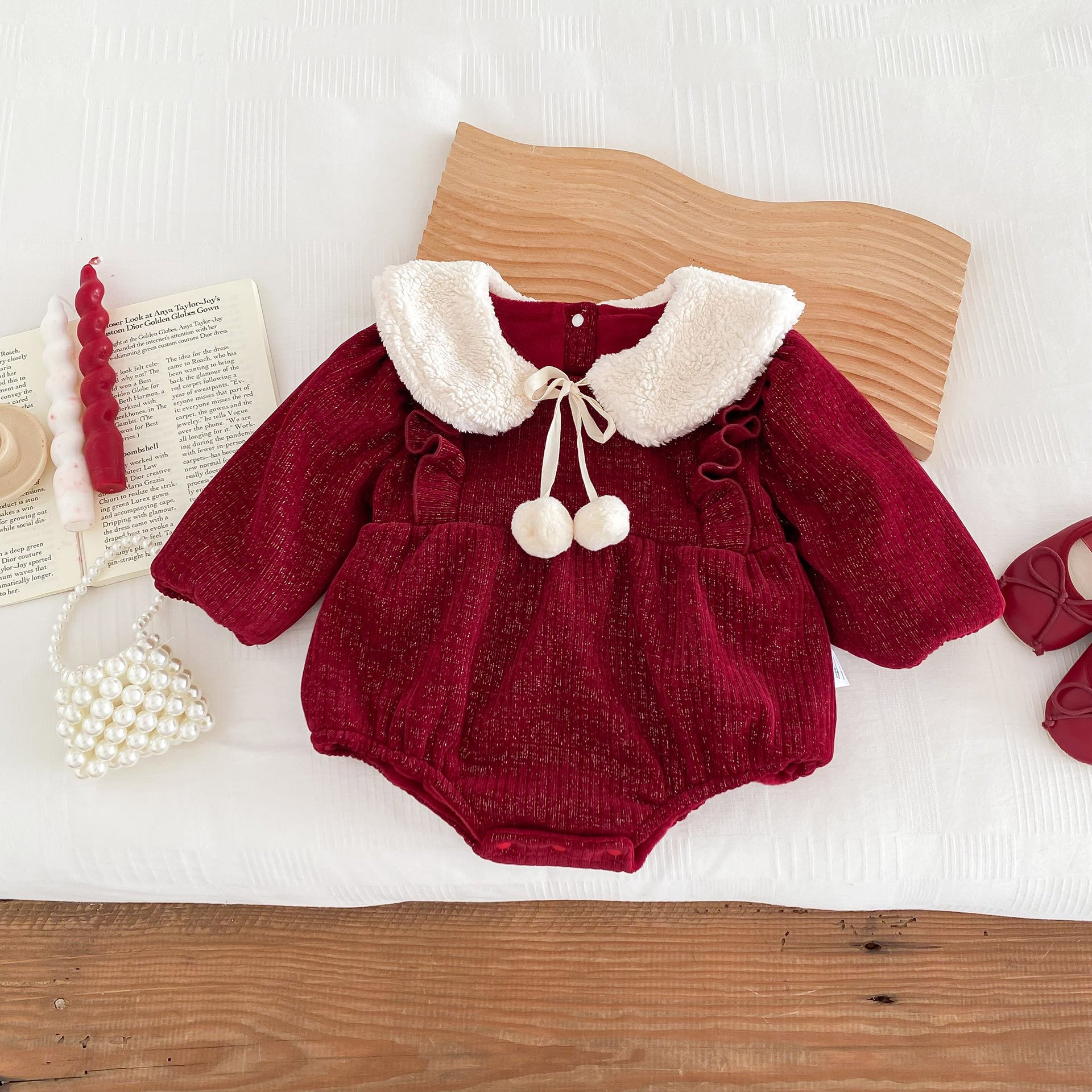 ins newborn baby clothes winter velvet greetings infant clothes baby romper onesies princess full moon baby bodysuit