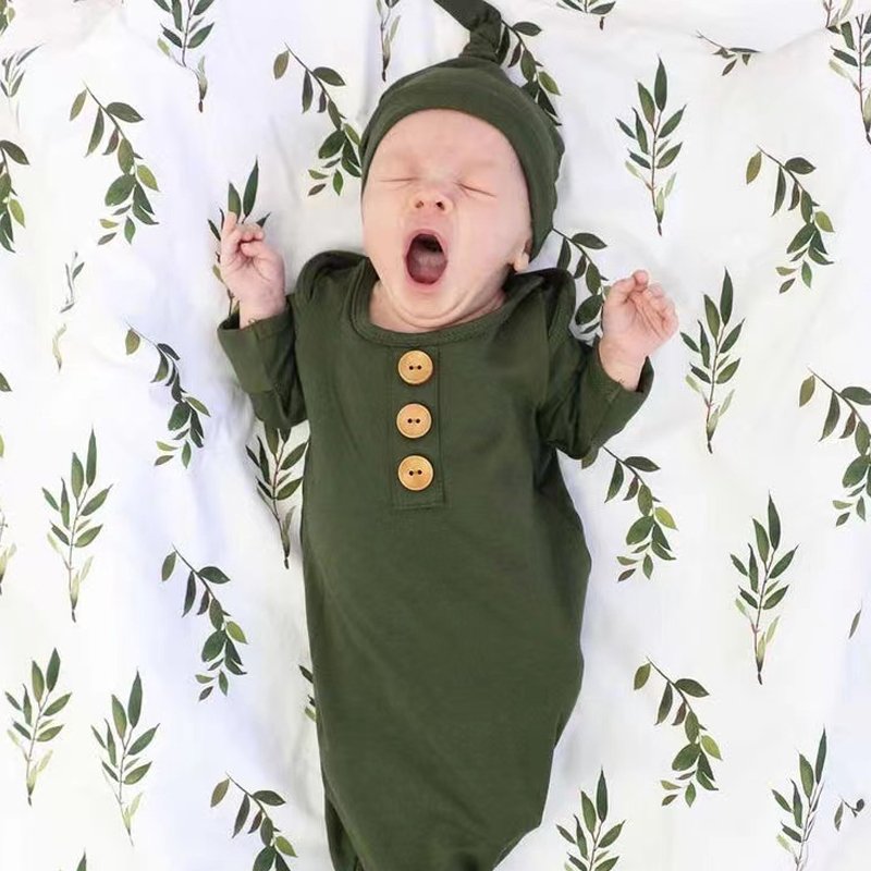 Baby Knotted Gown Knotted Sleepers Bamboo Fiber Organic Baby Night Gown Baby Rompers Sleeper New Born 0 3 6 9 Months Clothes
