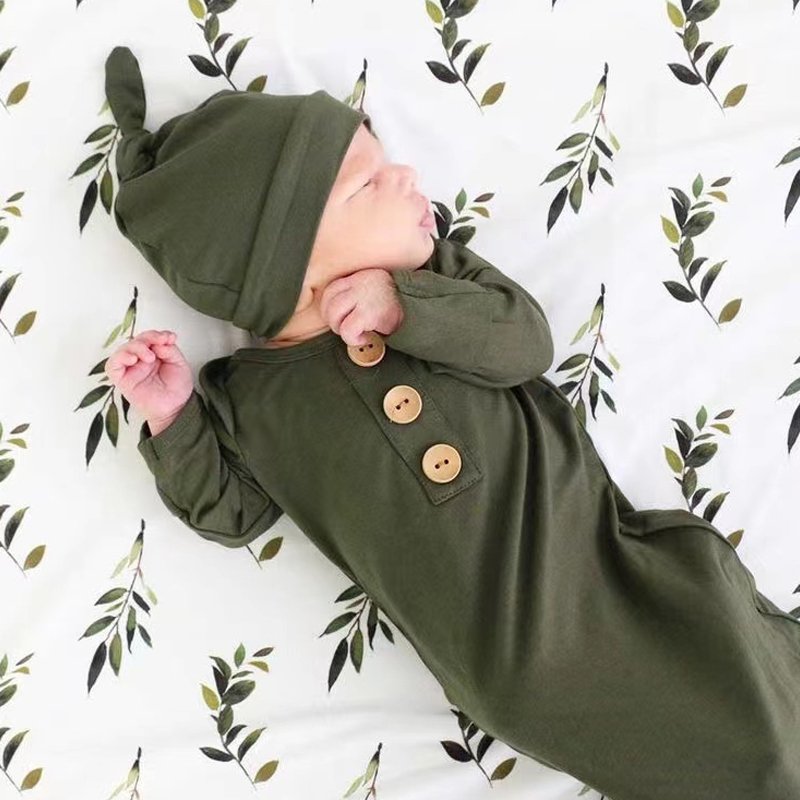 Baby Knotted Gown Knotted Sleepers Bamboo Fiber Organic Baby Night Gown Baby Rompers Sleeper New Born 0 3 6 9 Months Clothes