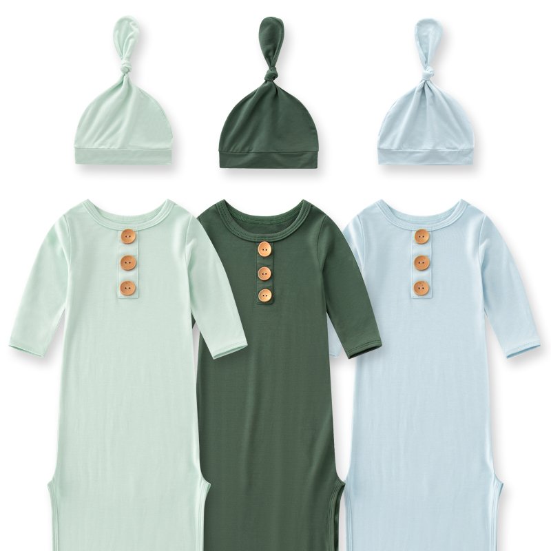 Baby Knotted Gown Knotted Sleepers Bamboo Fiber Organic Baby Night Gown Baby Rompers Sleeper New Born 0 3 6 9 Months Clothes