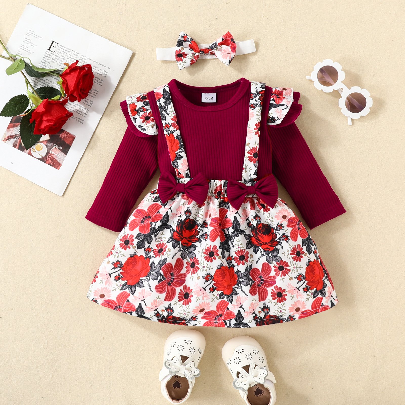 Unisex Newborn Baby Rompers Set Girls Bodysuit Romper & Skirt Woven Fabric for Autumn Season ODM Supply