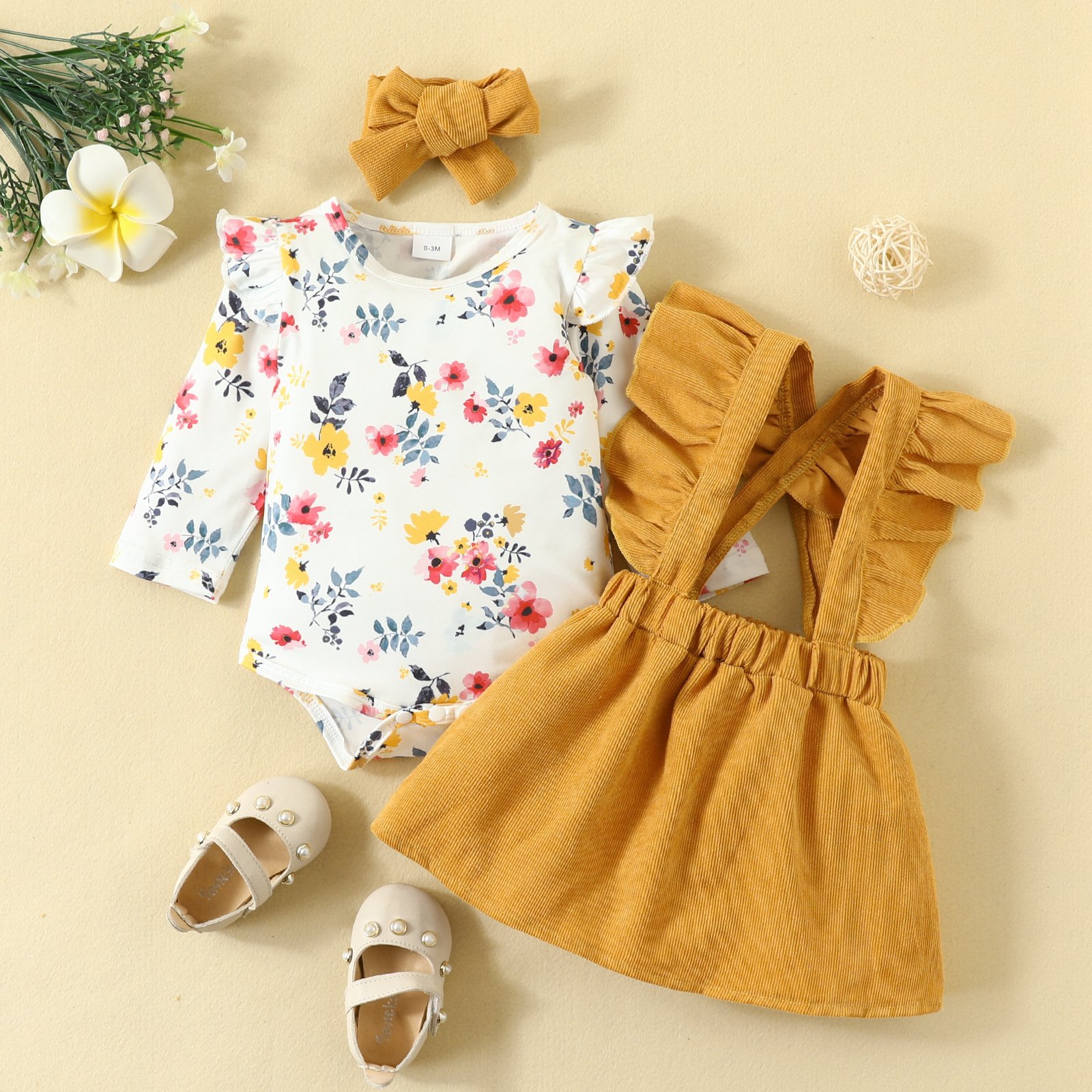 Unisex Newborn Baby Rompers Set Girls Bodysuit Romper & Skirt Woven Fabric for Autumn Season ODM Supply