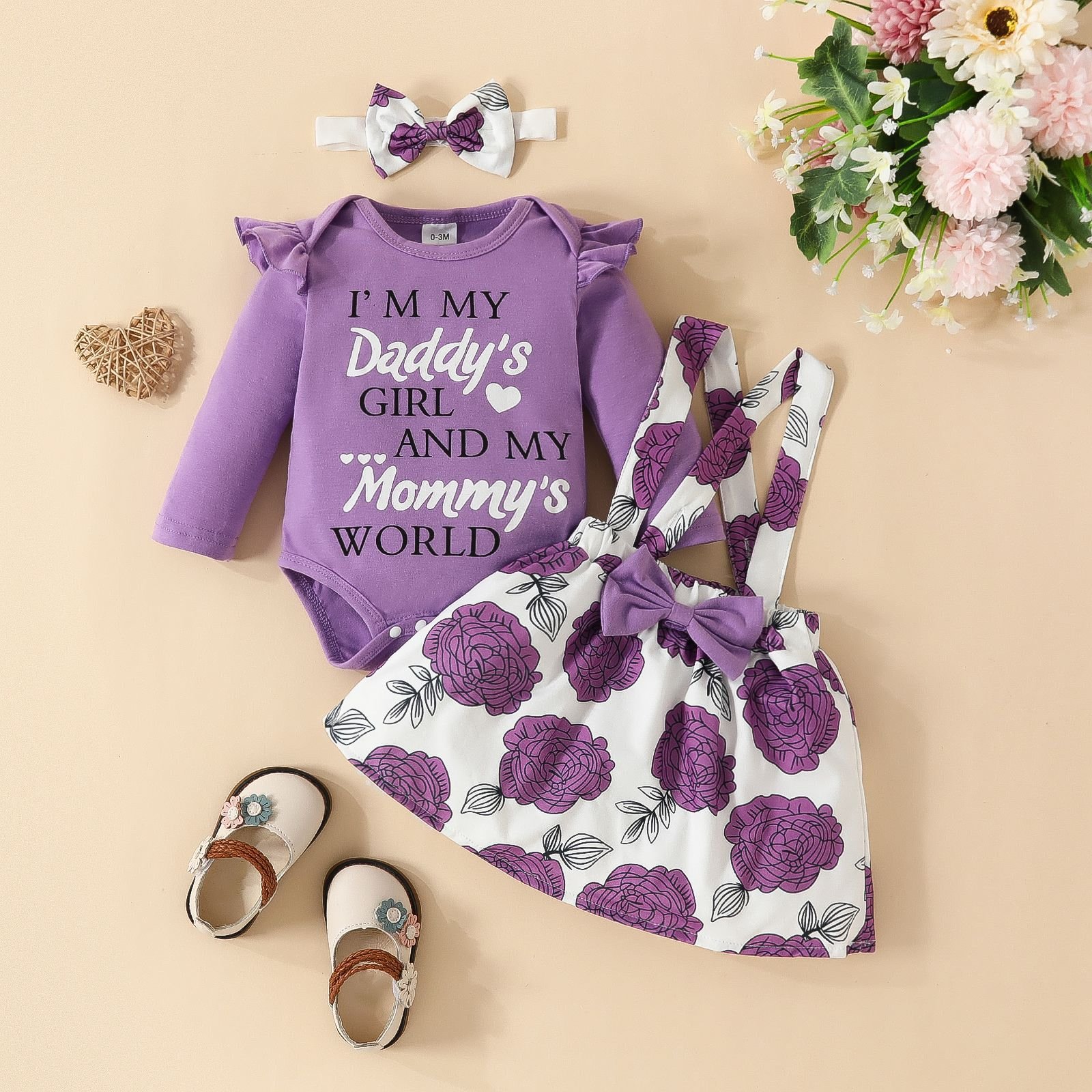 Unisex Newborn Baby Rompers Set Girls Bodysuit Romper & Skirt Woven Fabric for Autumn Season ODM Supply