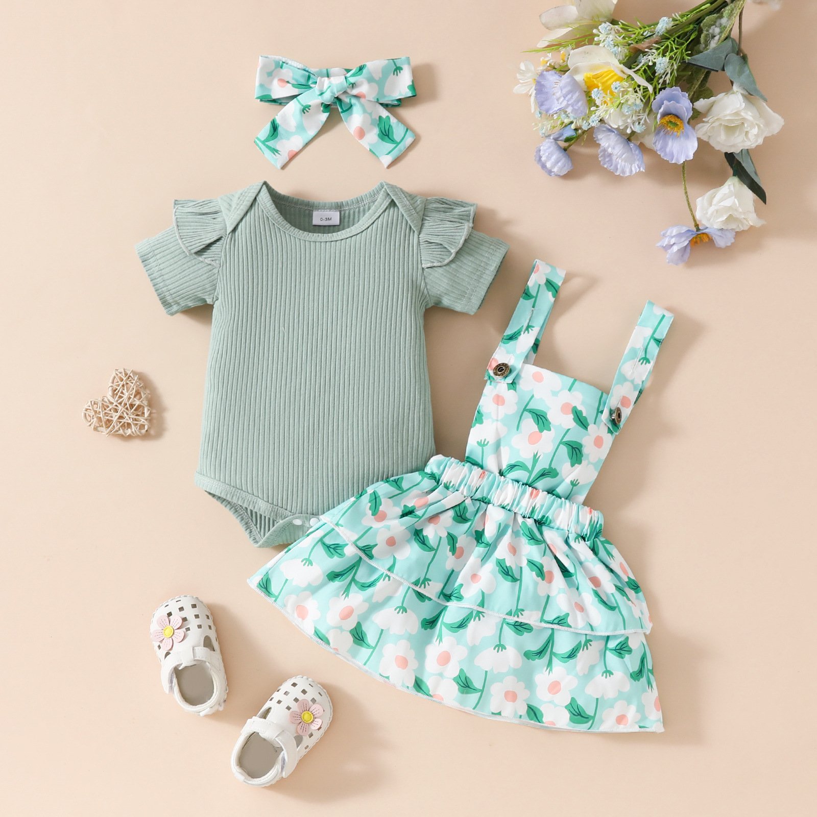 Unisex Newborn Baby Rompers Set Girls Bodysuit Romper & Skirt Woven Fabric for Autumn Season ODM Supply