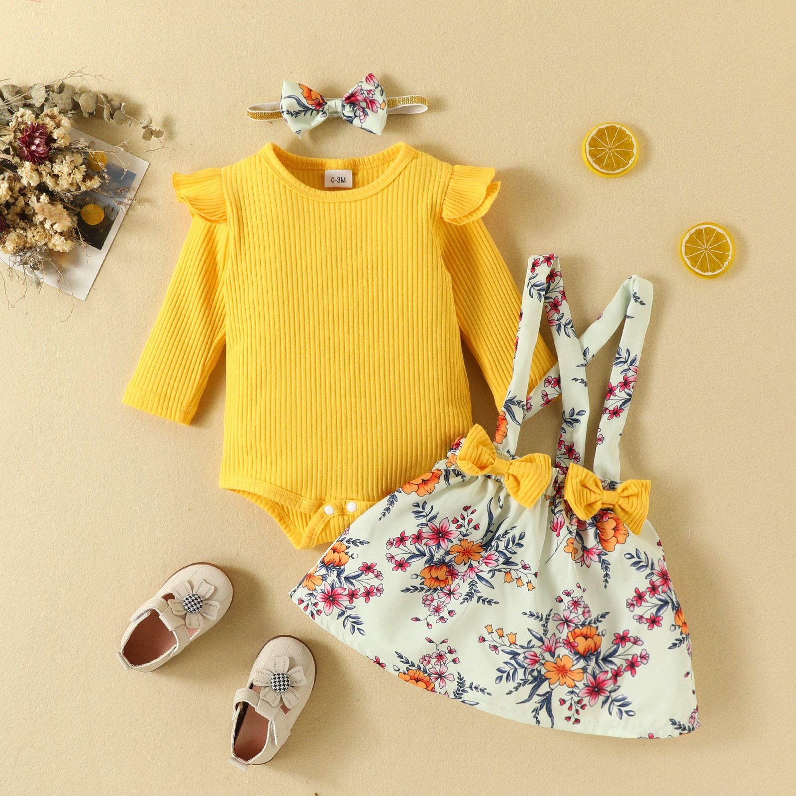 Unisex Newborn Baby Rompers Set Girls Bodysuit Romper & Skirt Woven Fabric for Autumn Season ODM Supply