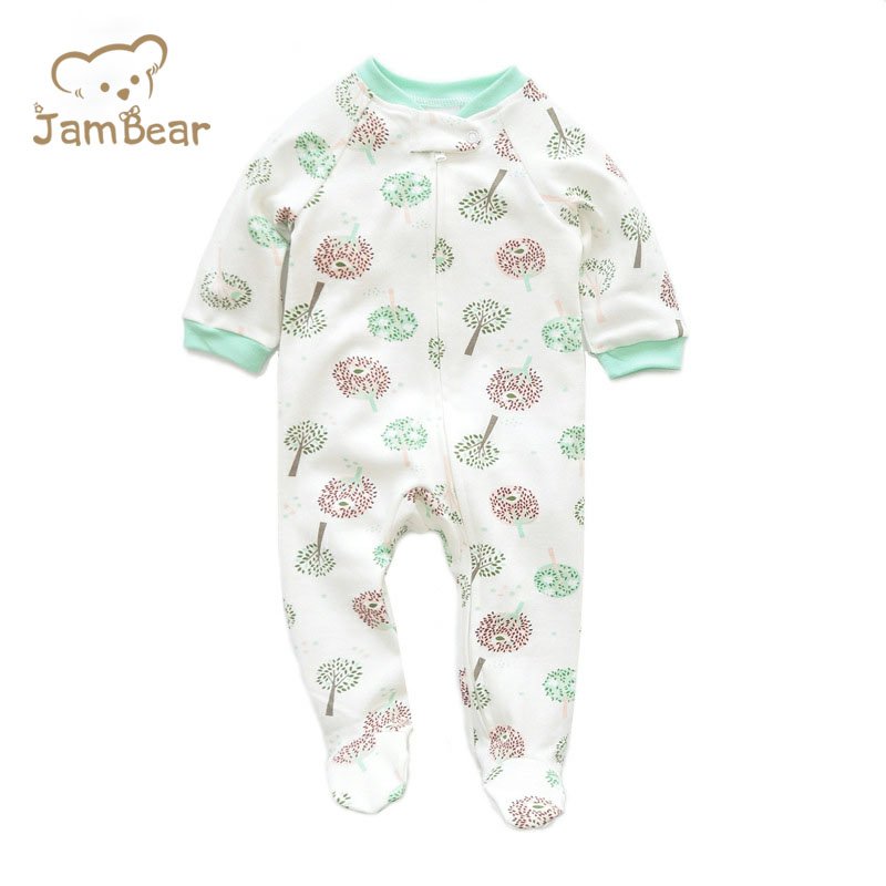 Organic cotton Baby romper custom sleepsuit zip customize newborn footie sleepwear eco friendly baby two way zip sleepsuit