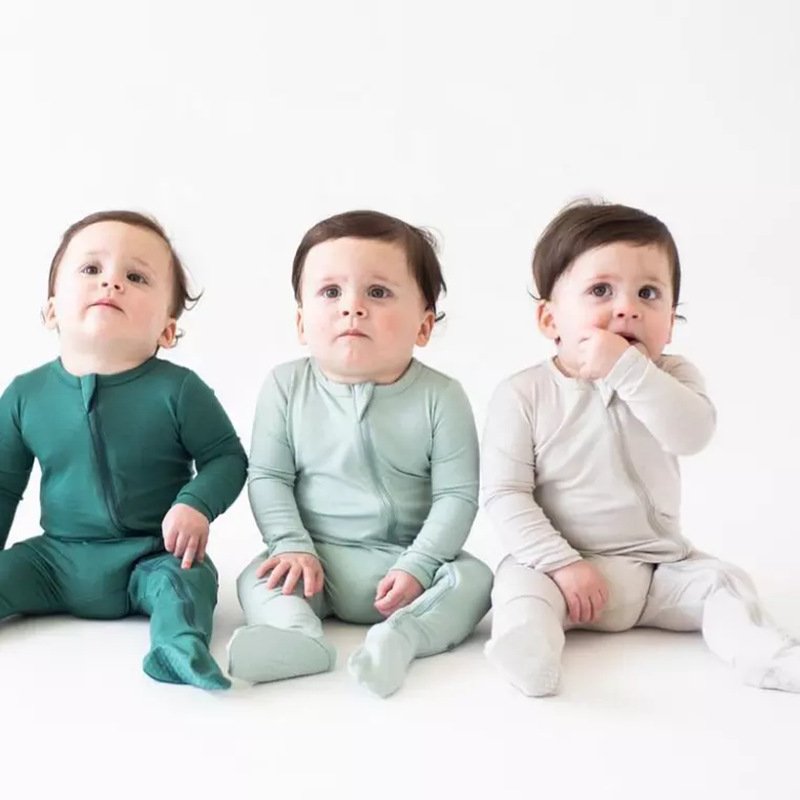 2023 new released fashion style bamboo spandex soft baby clothes long sleeve plain baby's rompers