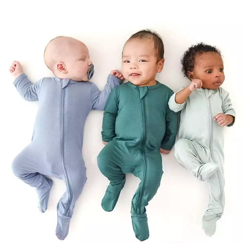 2023 new released fashion style bamboo spandex soft baby clothes long sleeve plain baby's rompers
