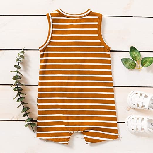Unisex Striped Casual Sleeveless Baby Romper Summer Toddler Organic Cotton Baby Bodysuit Jumpsuit