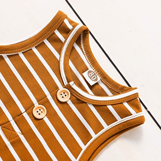 Unisex Striped Casual Sleeveless Baby Romper Summer Toddler Organic Cotton Baby Bodysuit Jumpsuit