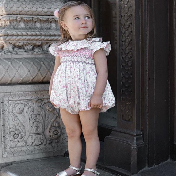 Wholesale Summer Kids Hand Smocked Baby Girls Rompers Toddler Smock Dress Sister Matching Clothes Boutique Children Jumpsuit