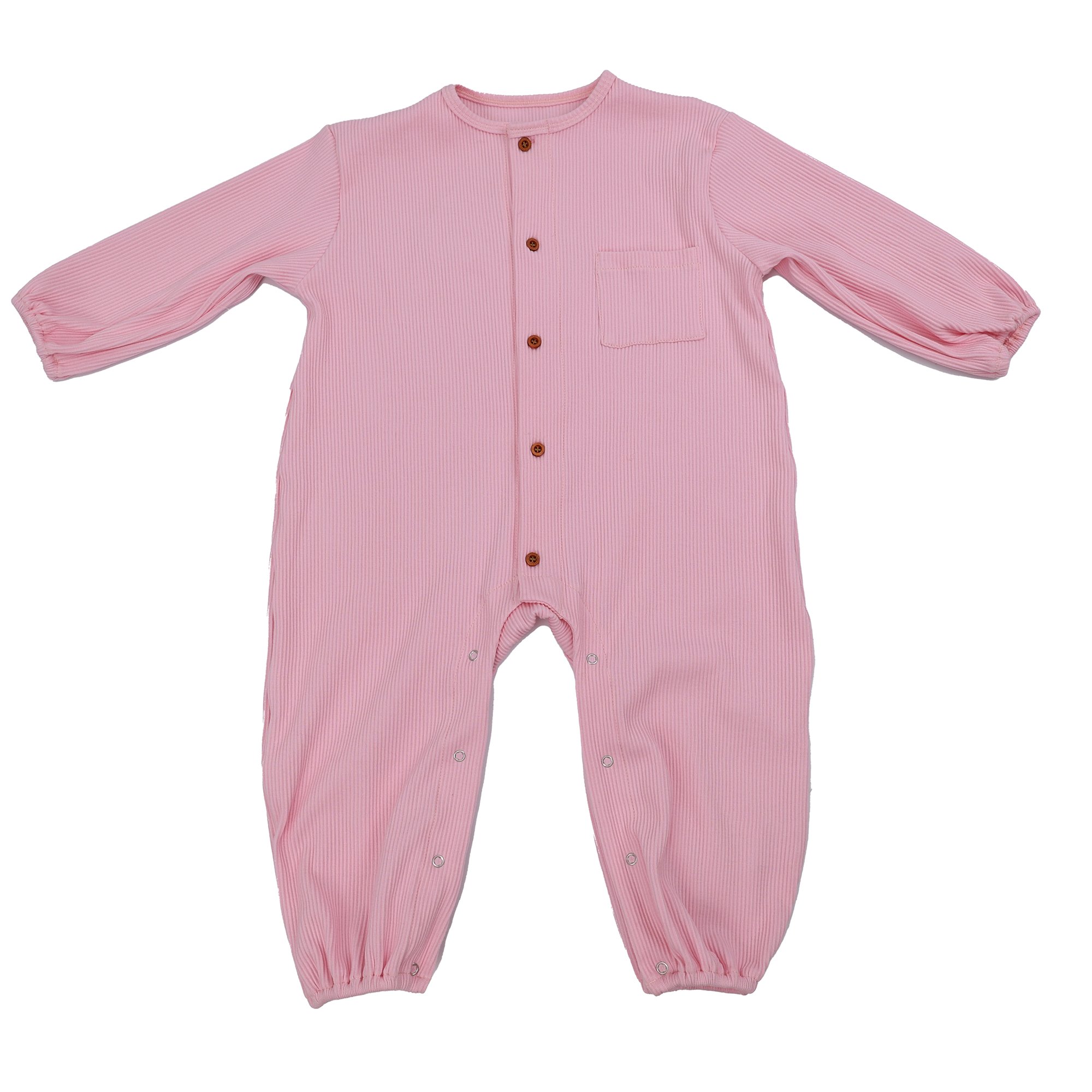 Qingli OEM Custom Baby Onesie With Snaps Best Quality Ribbed Romper Kids Button Down Cute Pajamas With Pocket