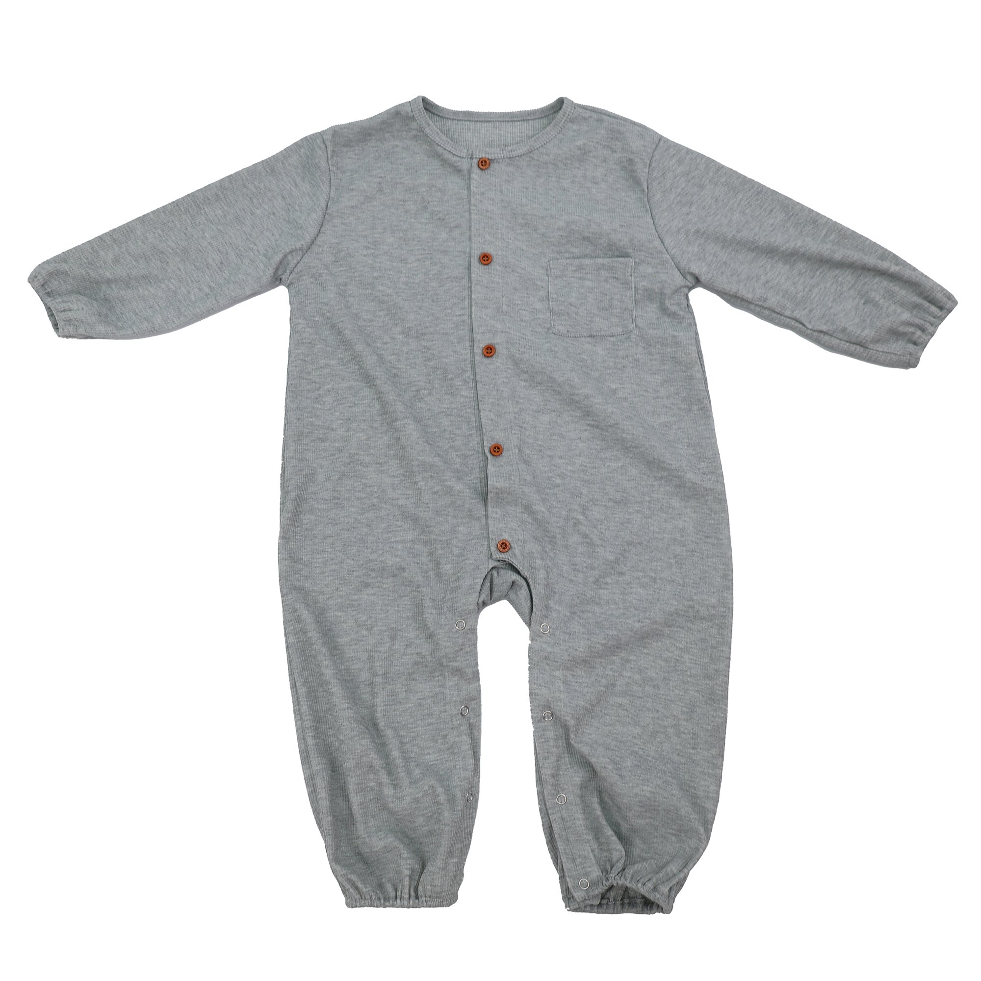 Qingli OEM Custom Baby Onesie With Snaps Best Quality Ribbed Romper Kids Button Down Cute Pajamas With Pocket