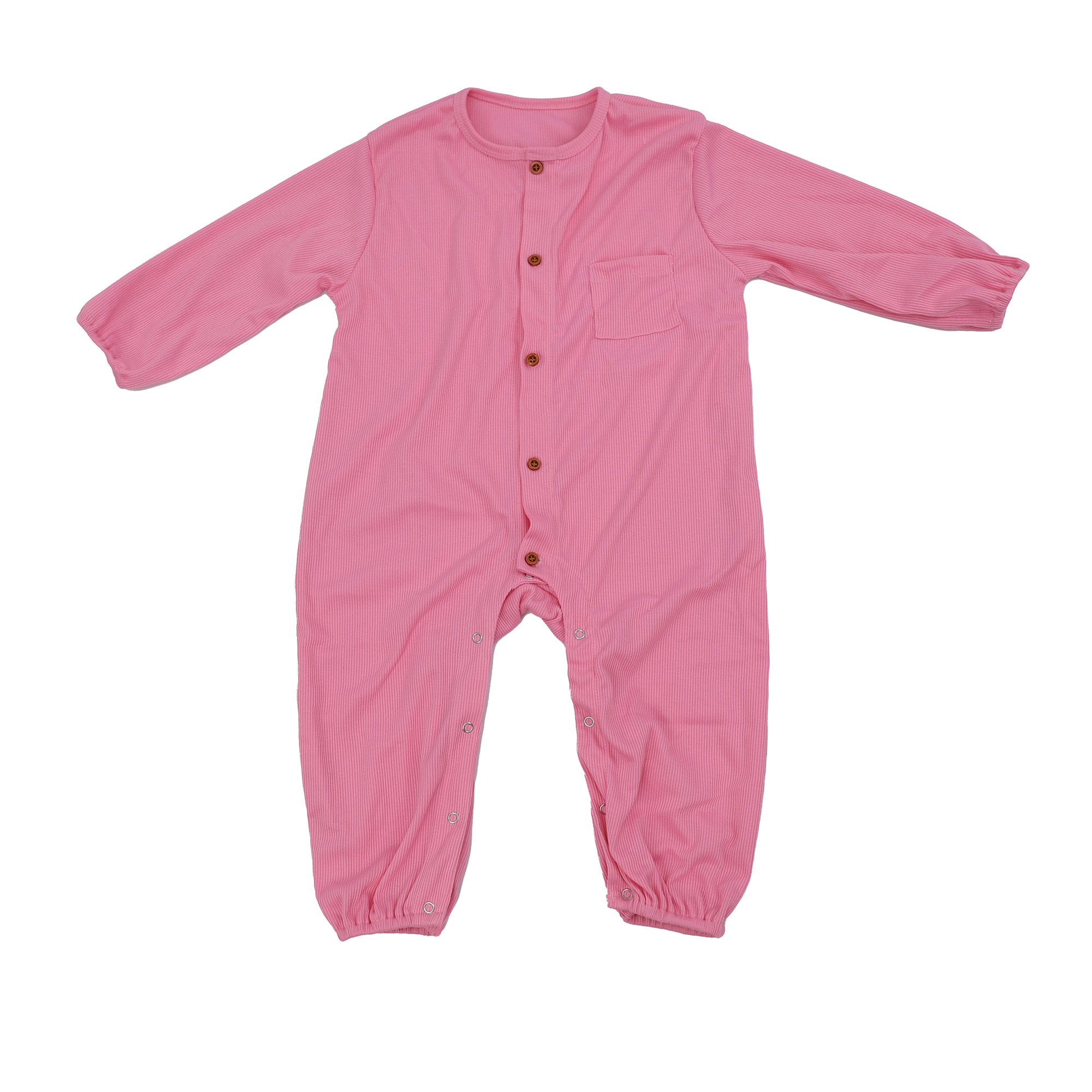 Qingli OEM Custom Baby Onesie With Snaps Best Quality Ribbed Romper Kids Button Down Cute Pajamas With Pocket