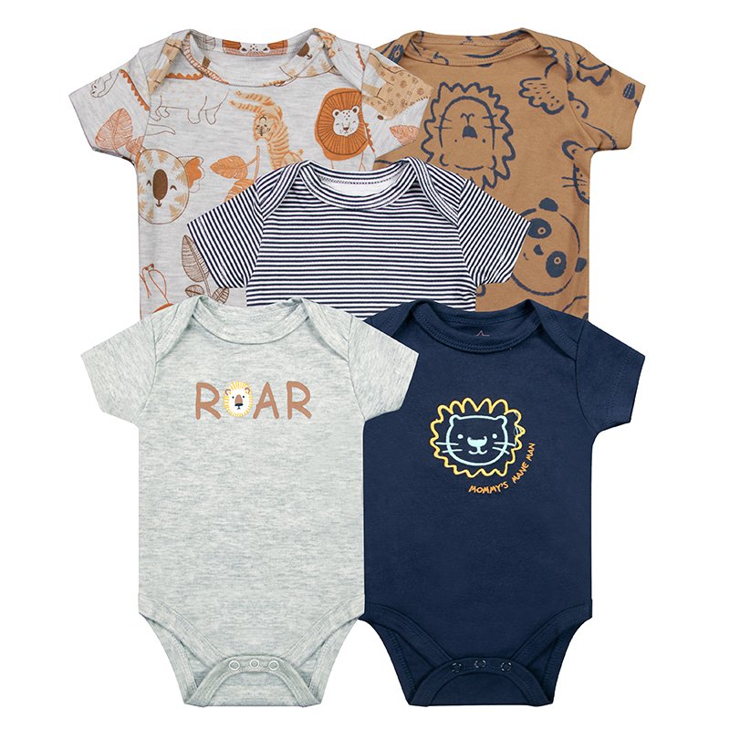 Wholesale Infant High Quality Romper 5pcs Clothing Set Summer Short Sleeve Cotton pajamas bodysuits onesie Body newborn baby