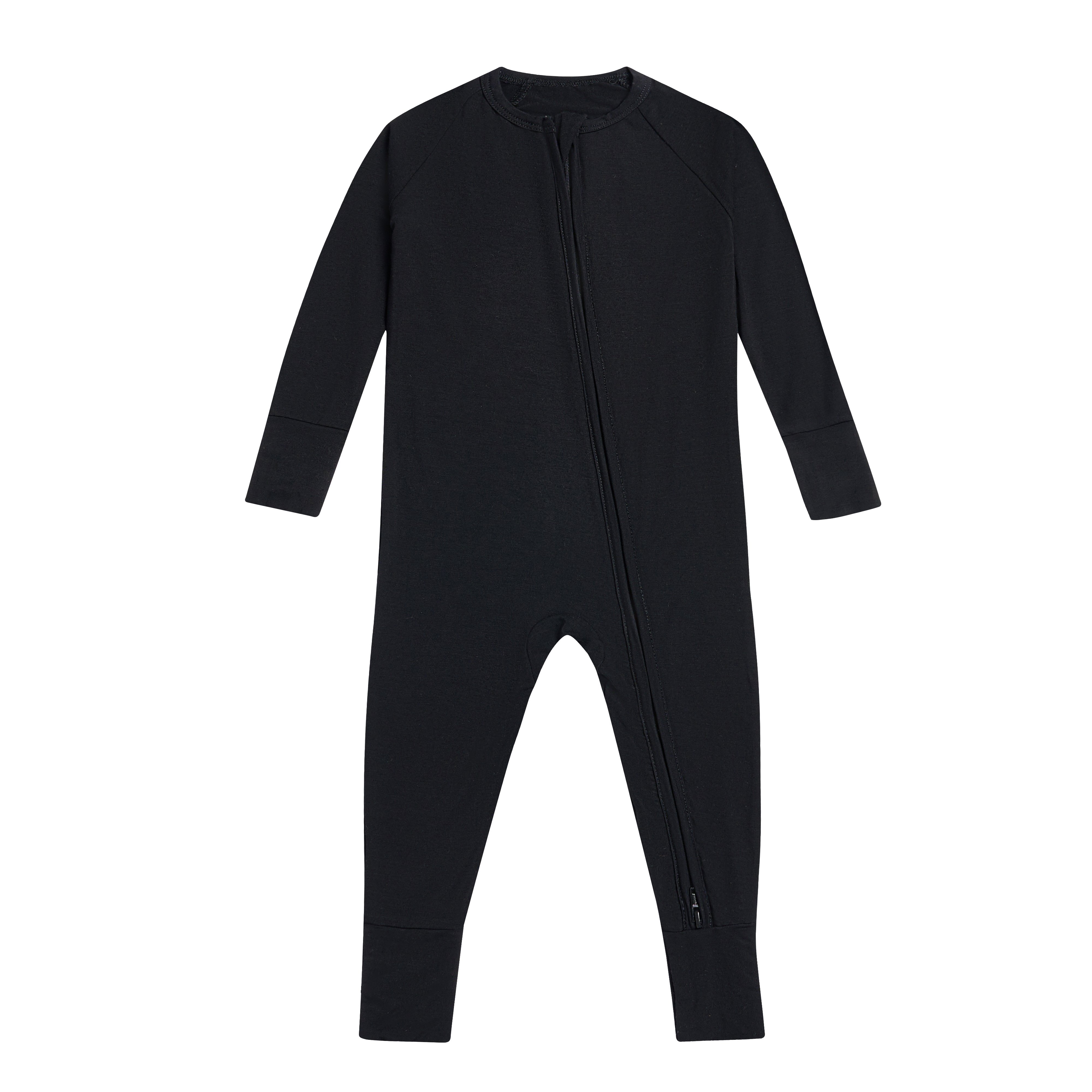 Wholesale RTS solid color 95% bamboo 5% spandex zipper romper pajamas sleepwear bamboo kid sleeper clothes