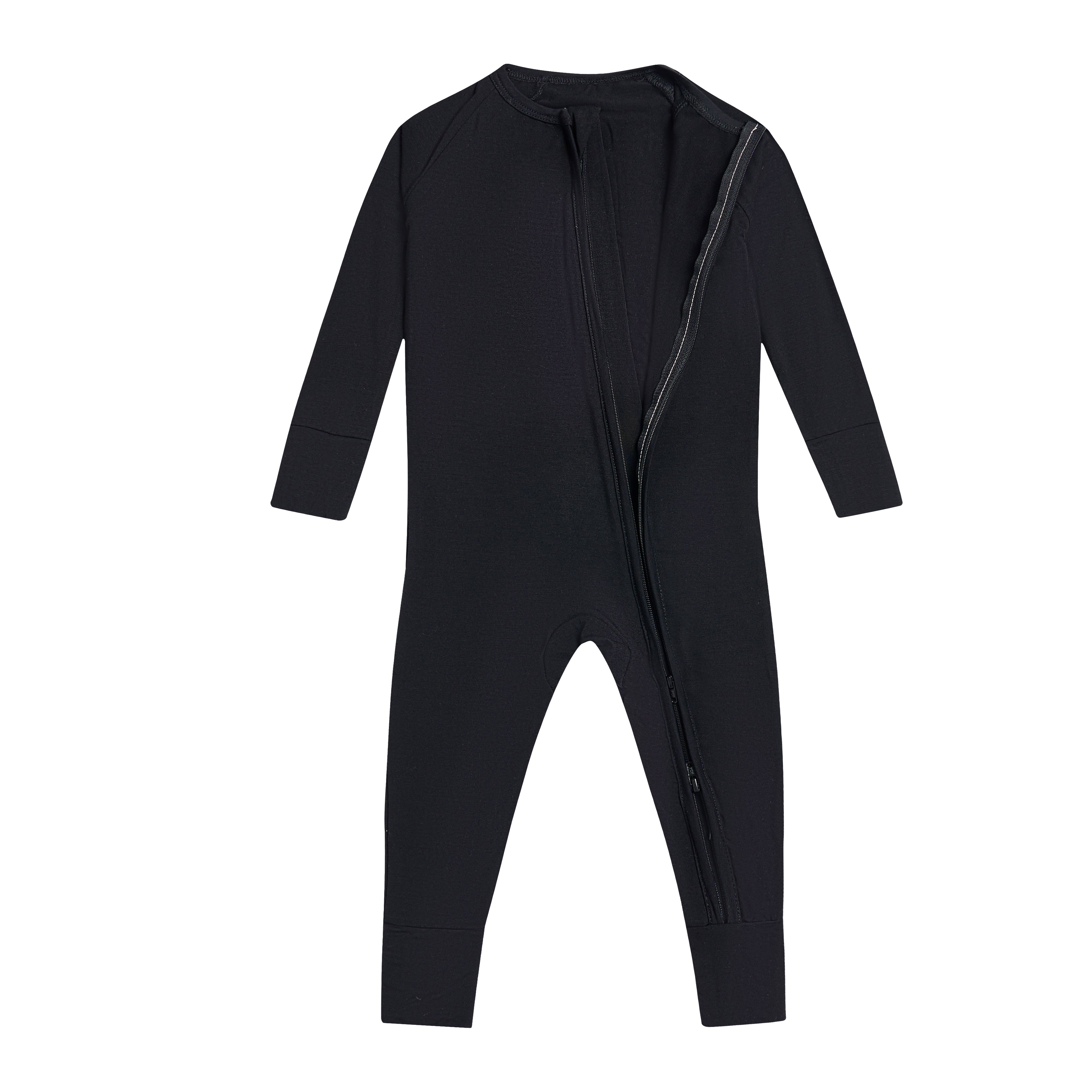 Wholesale RTS solid color 95% bamboo 5% spandex zipper romper pajamas sleepwear bamboo kid sleeper clothes