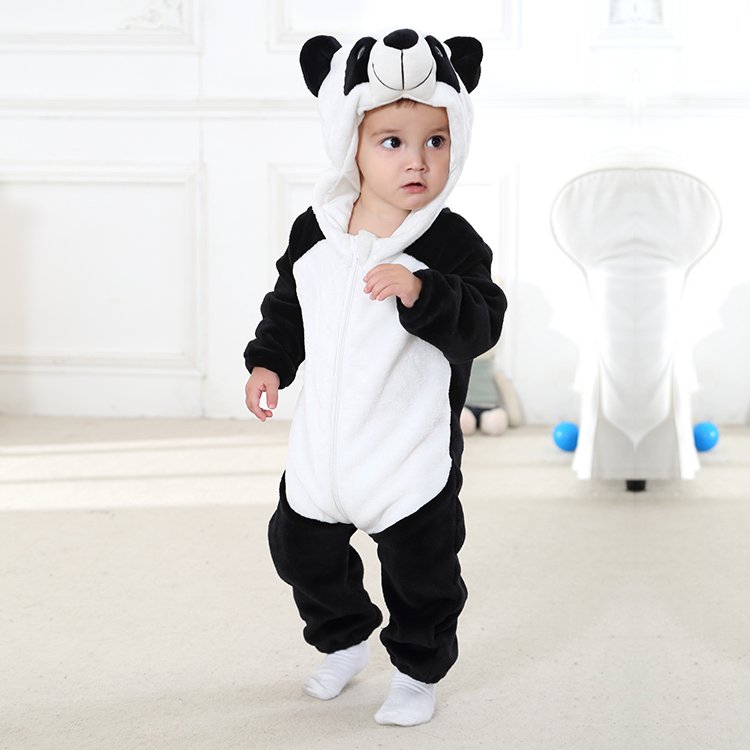 Fashion Clothing Infant Flannel Unisex Baby Rompers Animal Cute Panda Boy Hooded One Piece jumpsuit little Girls