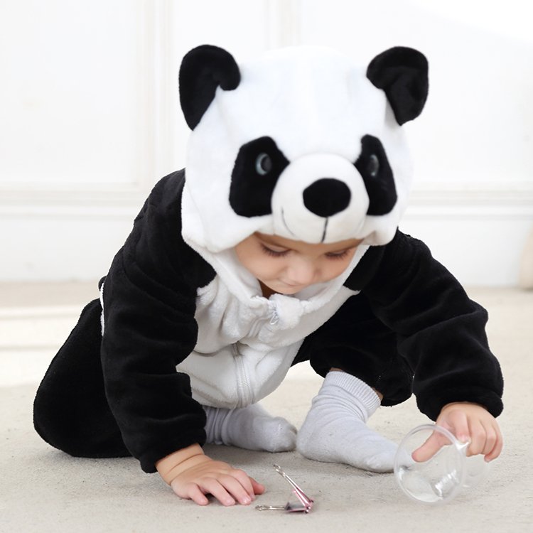 Fashion Clothing Infant Flannel Unisex Baby Rompers Animal Cute Panda Boy Hooded One Piece jumpsuit little Girls