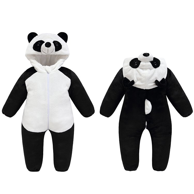 Fashion Clothing Infant Flannel Unisex Baby Rompers Animal Cute Panda Boy Hooded One Piece jumpsuit little Girls