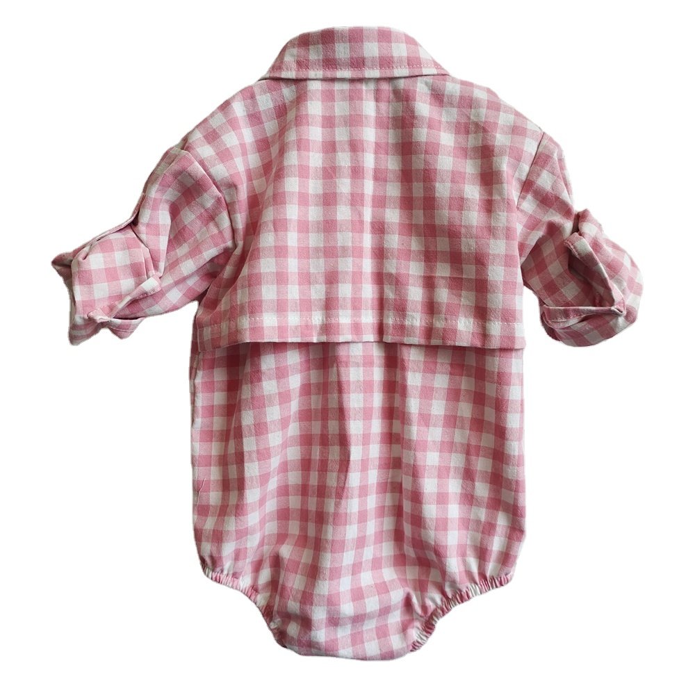 long Sleeve Polyester And Nylon Shirt Quick Dry UV outfit checkered Fishing baby romper