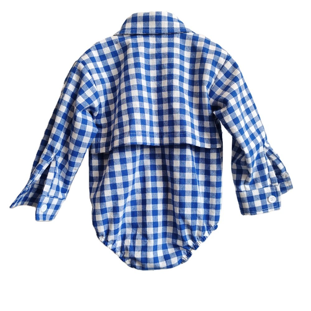 long Sleeve Polyester And Nylon Shirt Quick Dry UV outfit checkered Fishing baby romper