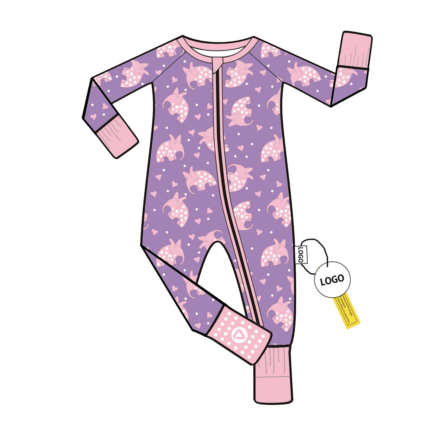 Bamboo Viscose Baby Romper with Two Way Zipper Long Sleeve Pajamas for Infants Custom Wholesale Low MOQ Jumpsuit