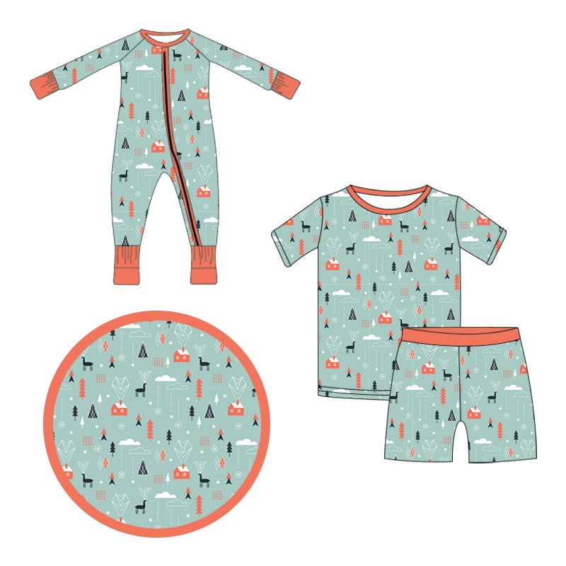Happy Luoka OEM Custom Pattern Bamboo Fiber Super Soft Breathable Christmas Baby Romper