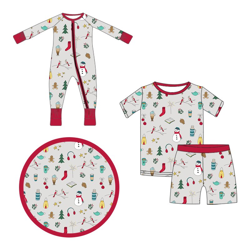 Happy Luoka OEM Custom Pattern Bamboo Fiber Super Soft Breathable Christmas Baby Romper