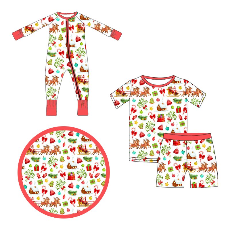 Happy Luoka OEM Custom Pattern Bamboo Fiber Super Soft Breathable Christmas Baby Romper