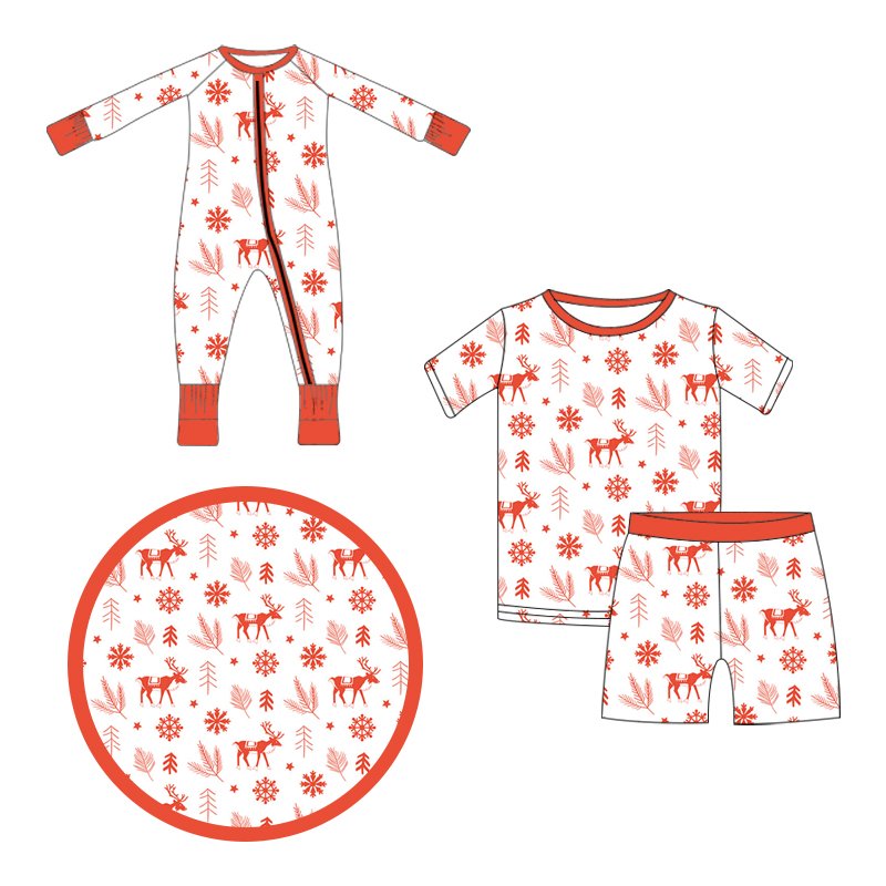 Happy Luoka OEM Custom Pattern Bamboo Fiber Super Soft Breathable Christmas Baby Romper