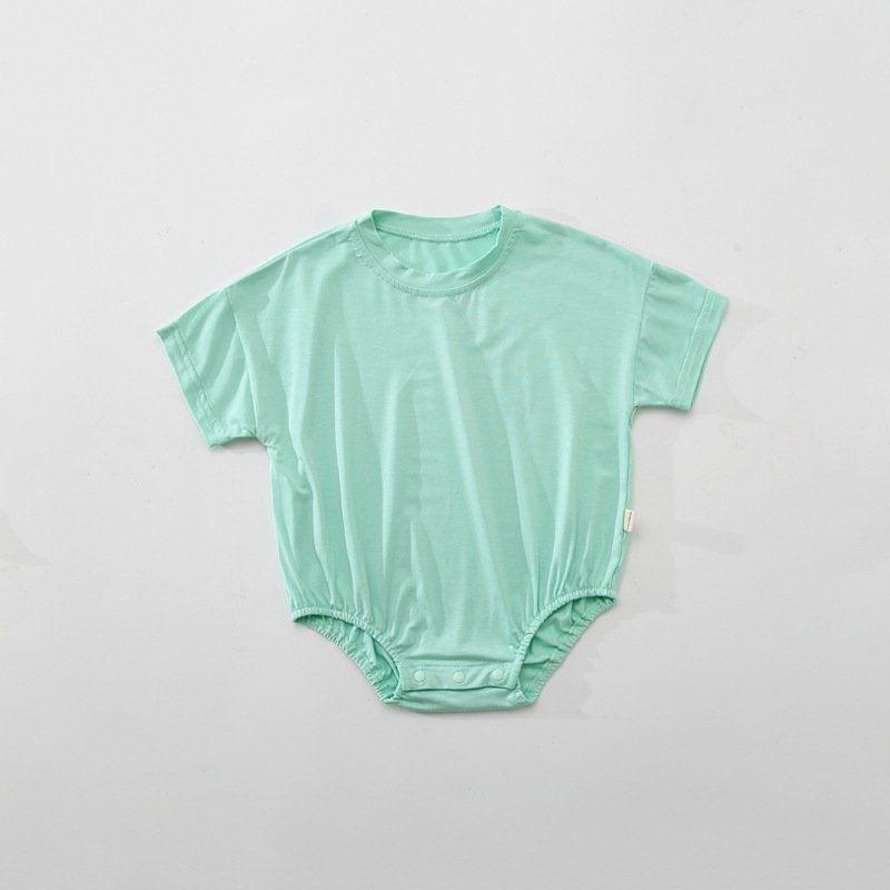 21418 Newborn Infant Toddler Boys Girls Clothes Modal T-shirt Bubble Casual Blank Oversized Organic Bamboo Bodysuit Baby Romper