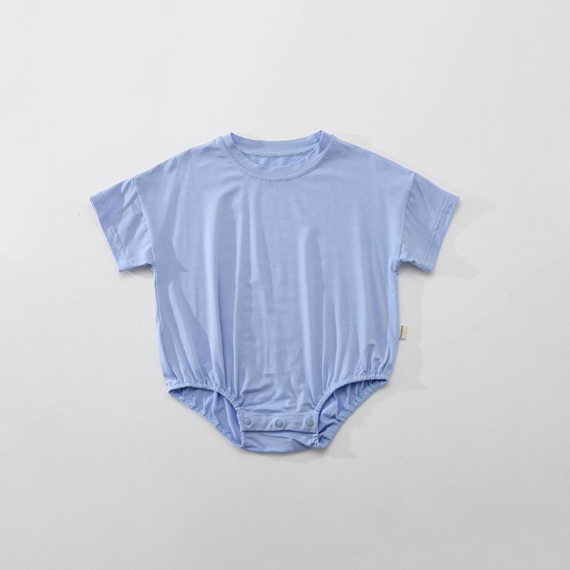 21418 Newborn Infant Toddler Boys Girls Clothes Modal T-shirt Bubble Casual Blank Oversized Organic Bamboo Bodysuit Baby Romper