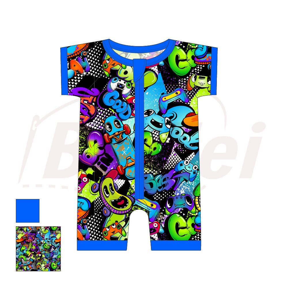 wholesale custom new born bamboo baby clothes baby bamboo double zipper romper jumpsuit wholesale baby rompers