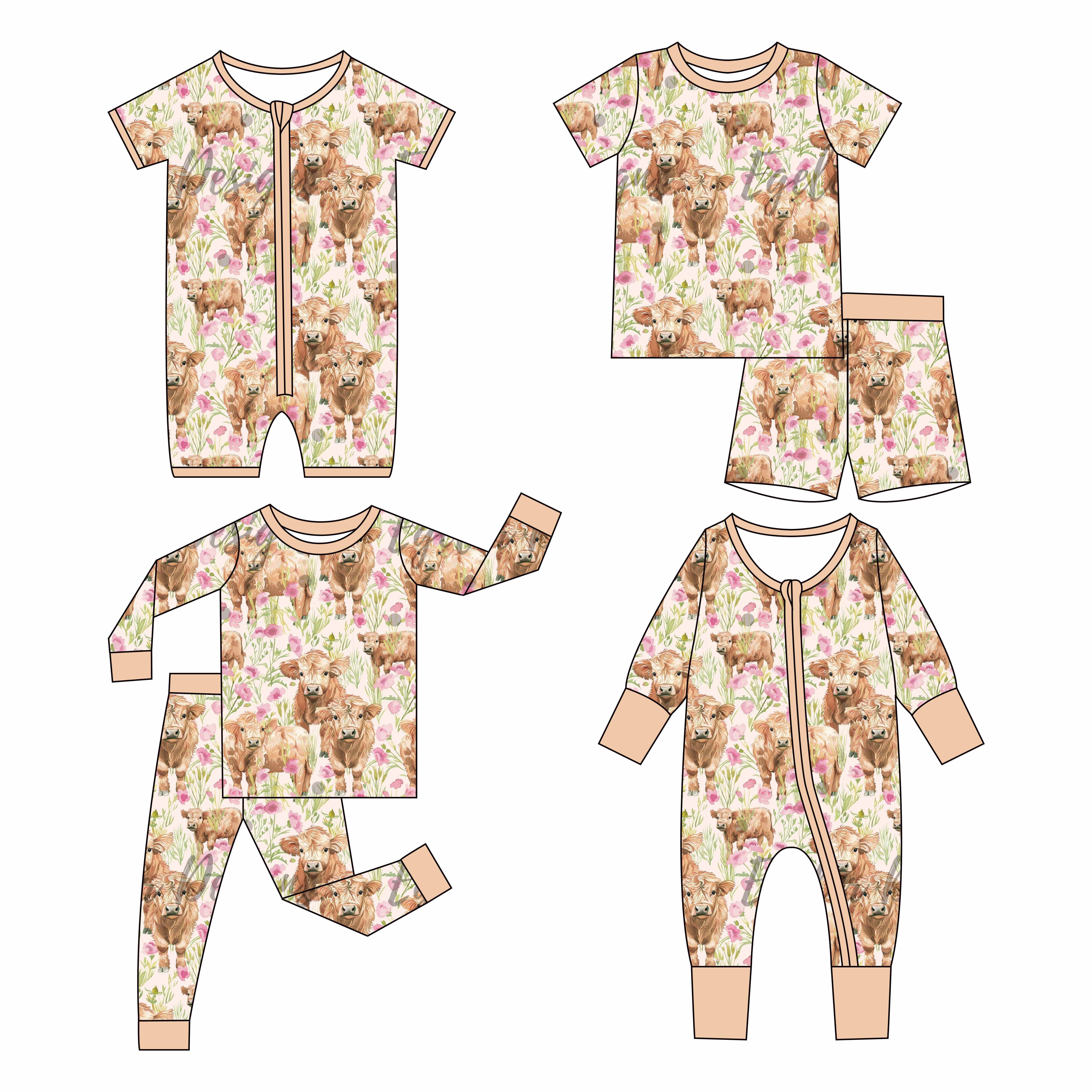 High quality summer breathable custom animal printed 2pcs baby bamboo romper with zipper