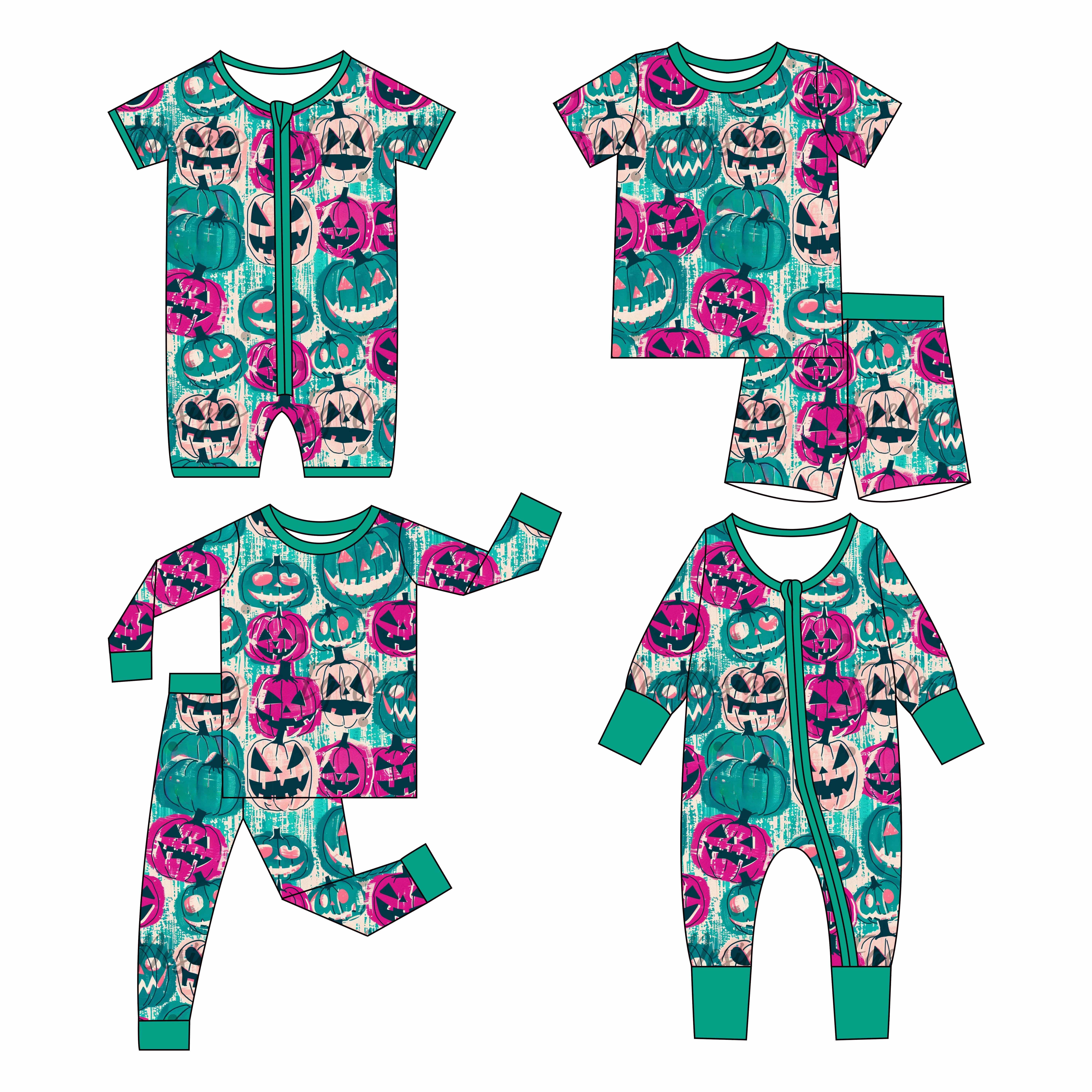 High quality summer breathable custom animal printed 2pcs baby bamboo romper with zipper