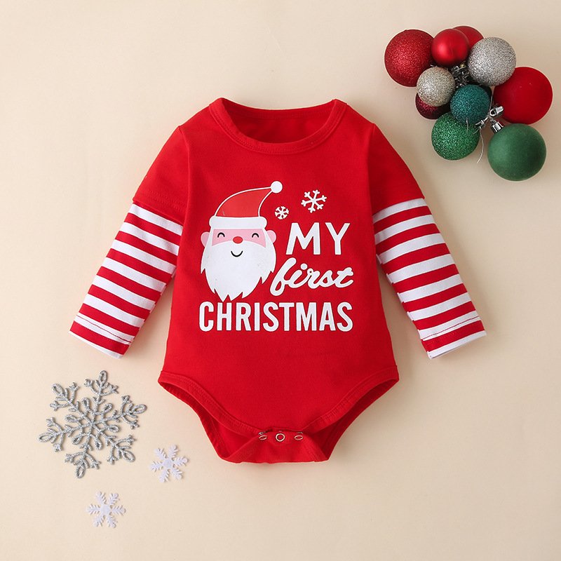 Wholesale Christmas Newborns Baby Boys Girls Roomper Pants Hats 3pcs Sets New Born Baby Cotton Clothes Sets 0-3 Months For Girls