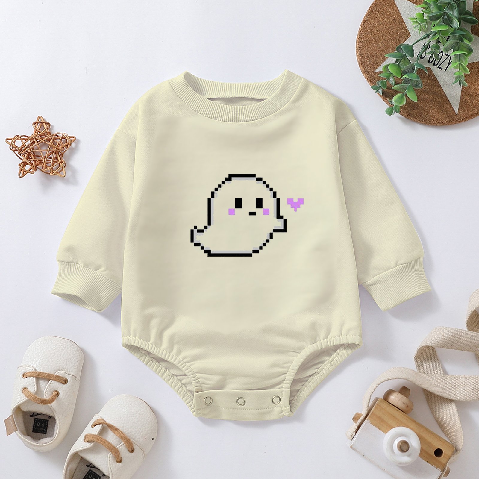 High Quality Girl Playsuits Halloween Ghost Long-Sleeved Baby Rompers Elasticized Cotton Baby Jumpsuit