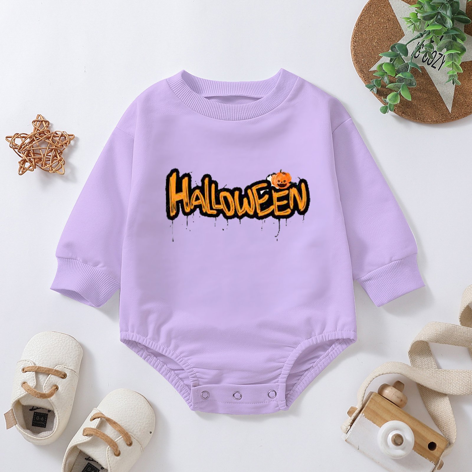 High Quality Girl Playsuits Halloween Ghost Long-Sleeved Baby Rompers Elasticized Cotton Baby Jumpsuit