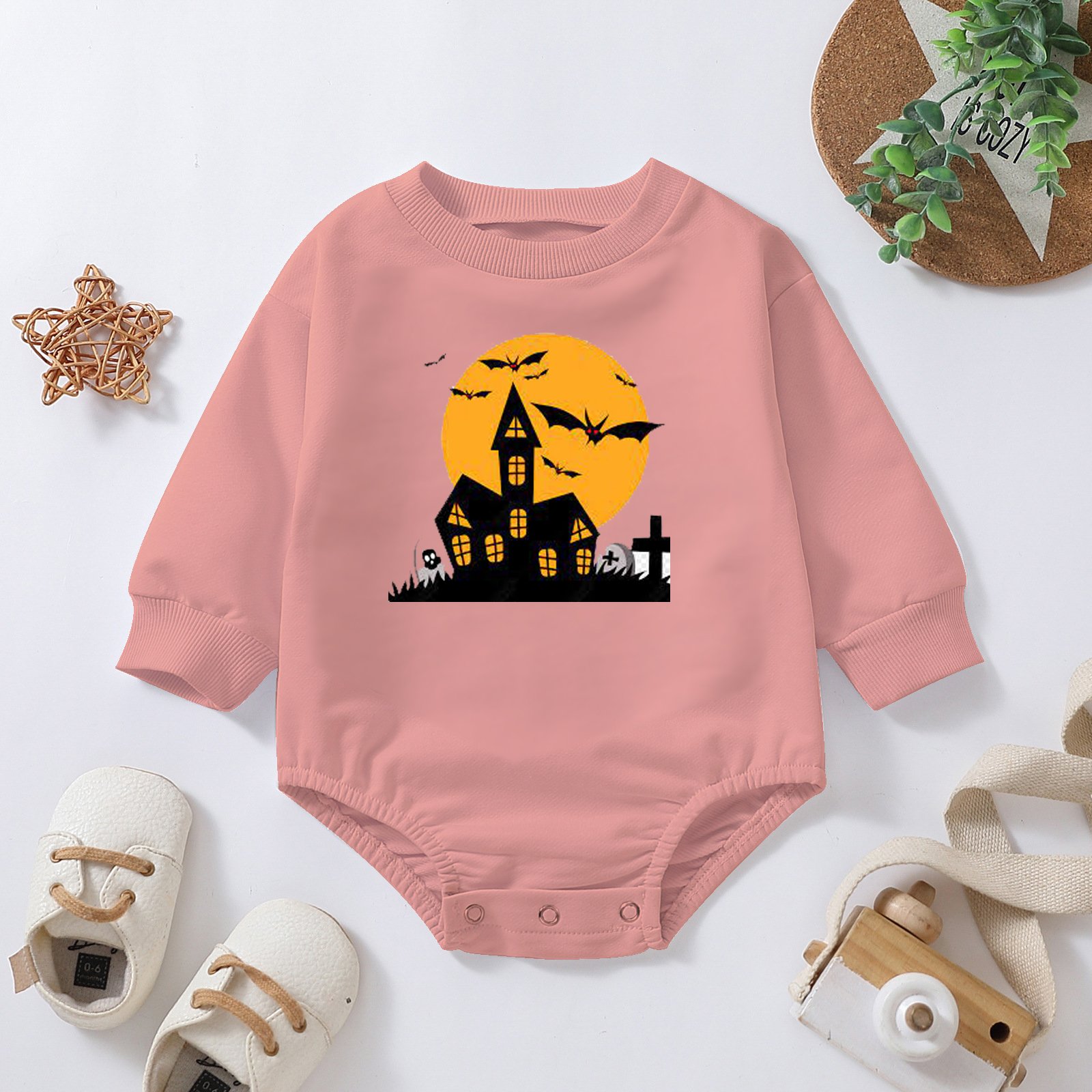 High Quality Girl Playsuits Halloween Ghost Long-Sleeved Baby Rompers Elasticized Cotton Baby Jumpsuit