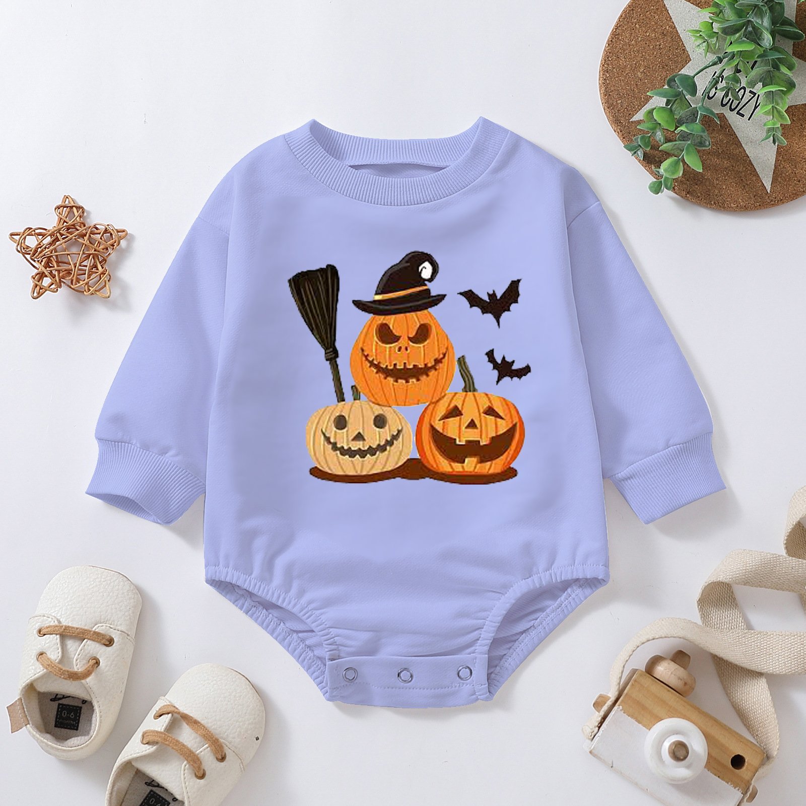 High Quality Girl Playsuits Halloween Ghost Long-Sleeved Baby Rompers Elasticized Cotton Baby Jumpsuit