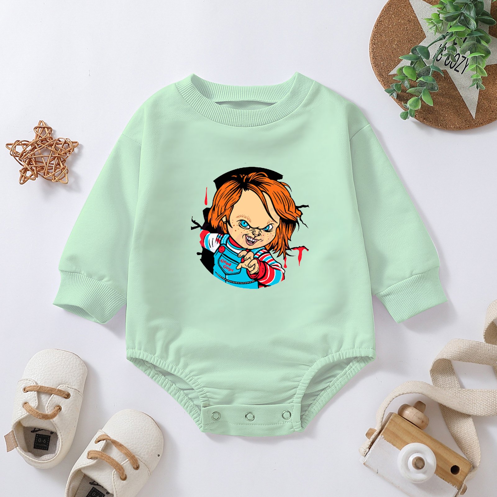 High Quality Girl Playsuits Halloween Ghost Long-Sleeved Baby Rompers Elasticized Cotton Baby Jumpsuit