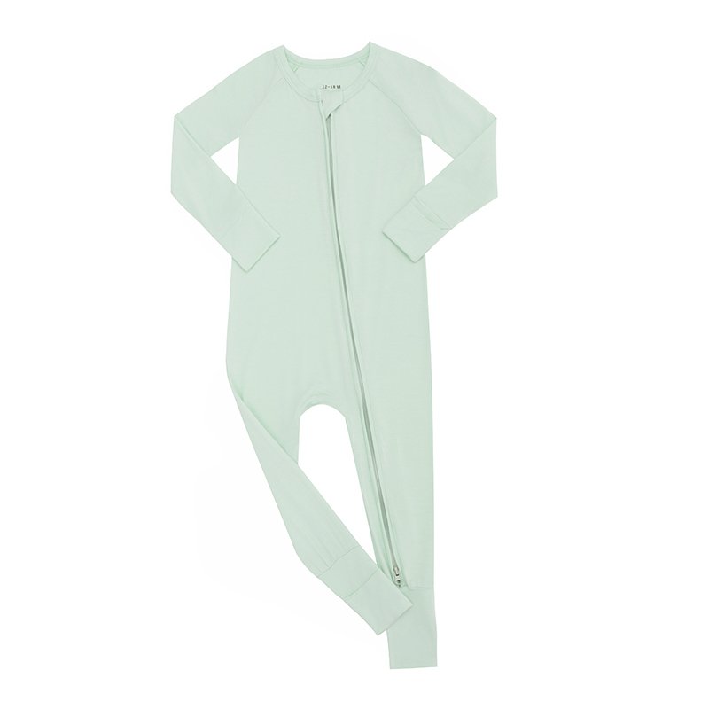 RTS wholesale baby girl clothes Eco-friendly Two way Zipper Long sleeve bamboo pajamas Solid Infants Sleeper Baby Rompers