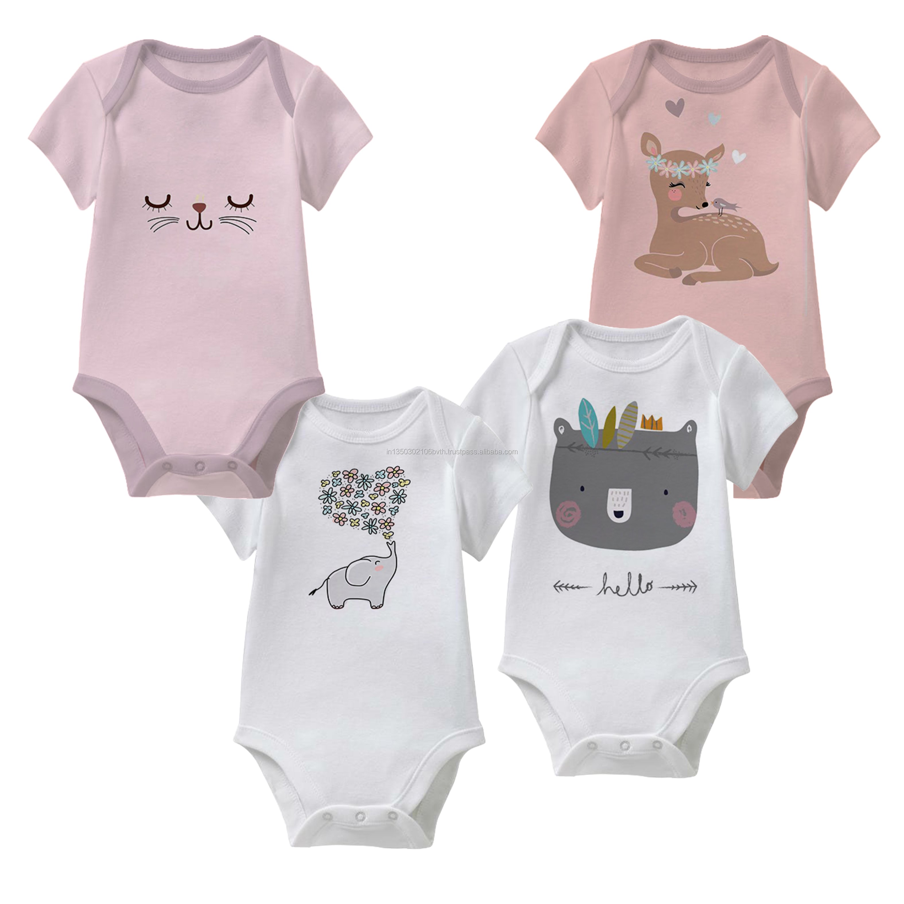 100% Cotton Baby Rompers Custom Designed Summer Clothing for Boys and Girls Includes Romper Set