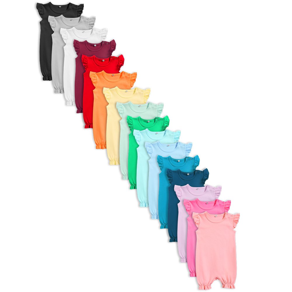 Wholesale cotton children clothes monogram kids onesies set blank color baby romper