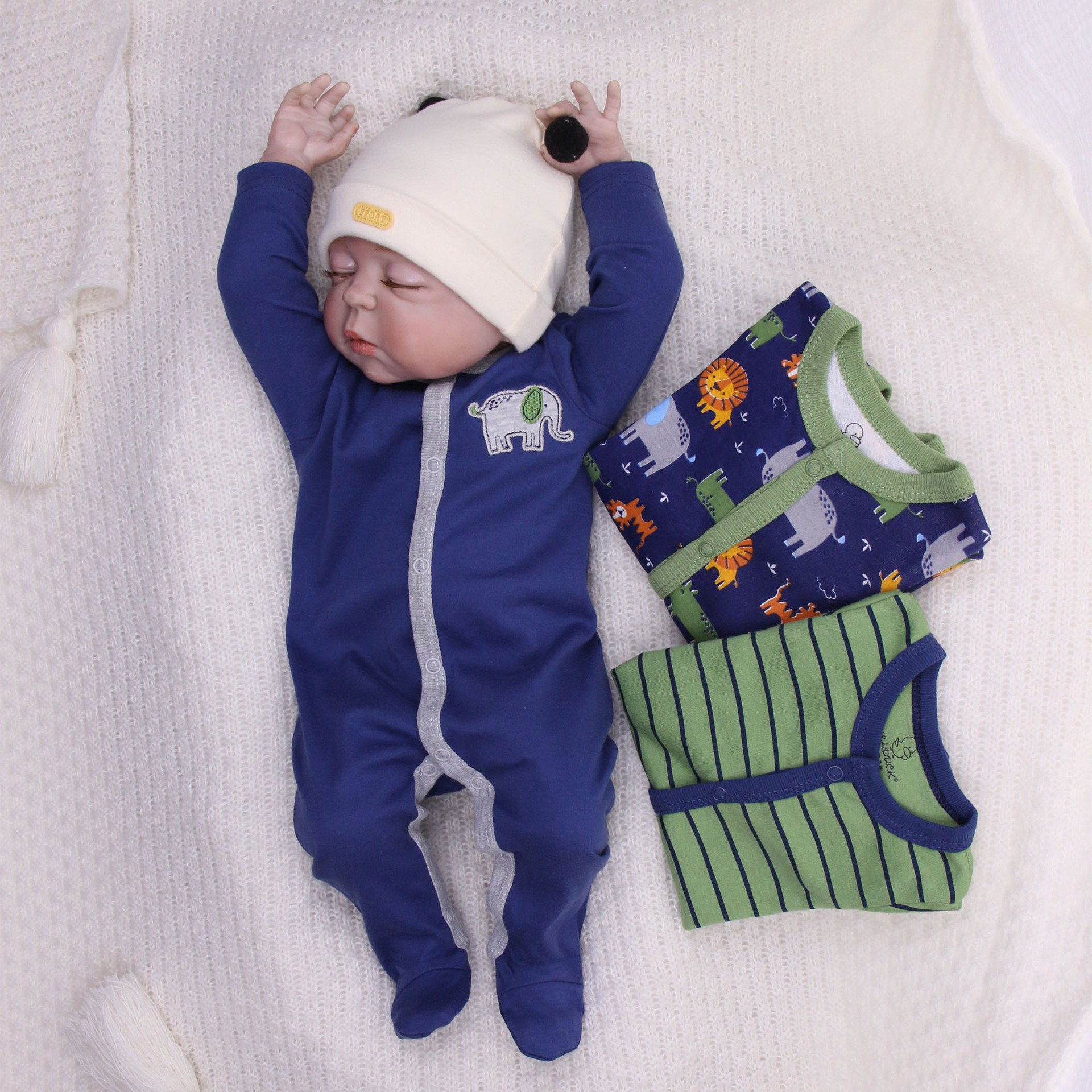 New Arrival Wholesale 3-Piece Set Baby Cotton Long Sleeve Romper Baby Cute Cartoon Frogsuit Baby Button Breathable Sleepsuit