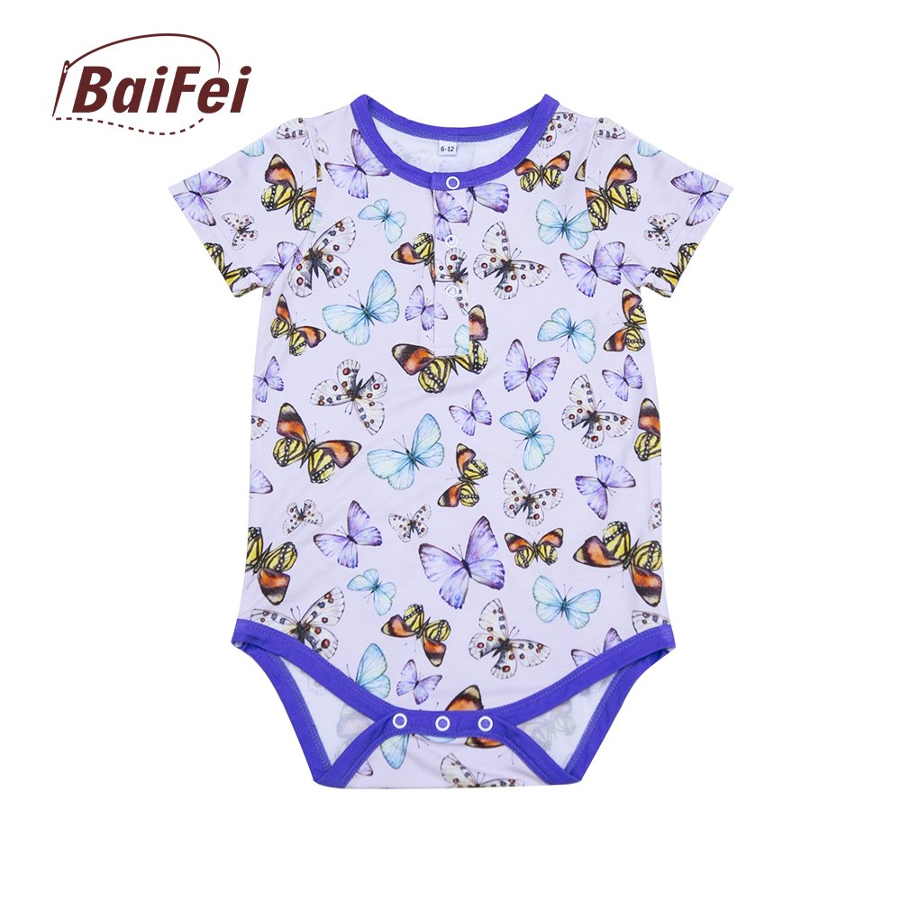 Organic Cotton Baby Romper Bodysuit Custom Printed Bamboo Magnetic Long Sleeve Onesie Sleepwear Snap Button Closure